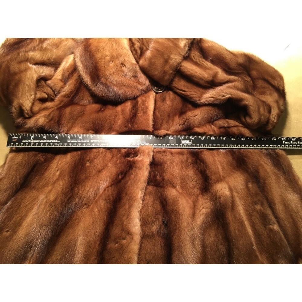 SAKS 5th AVENUE genuine MINK TRAPEZE COAT, “Whiskey”, 3/4 length, Women’s XL - Picture 4 of 10